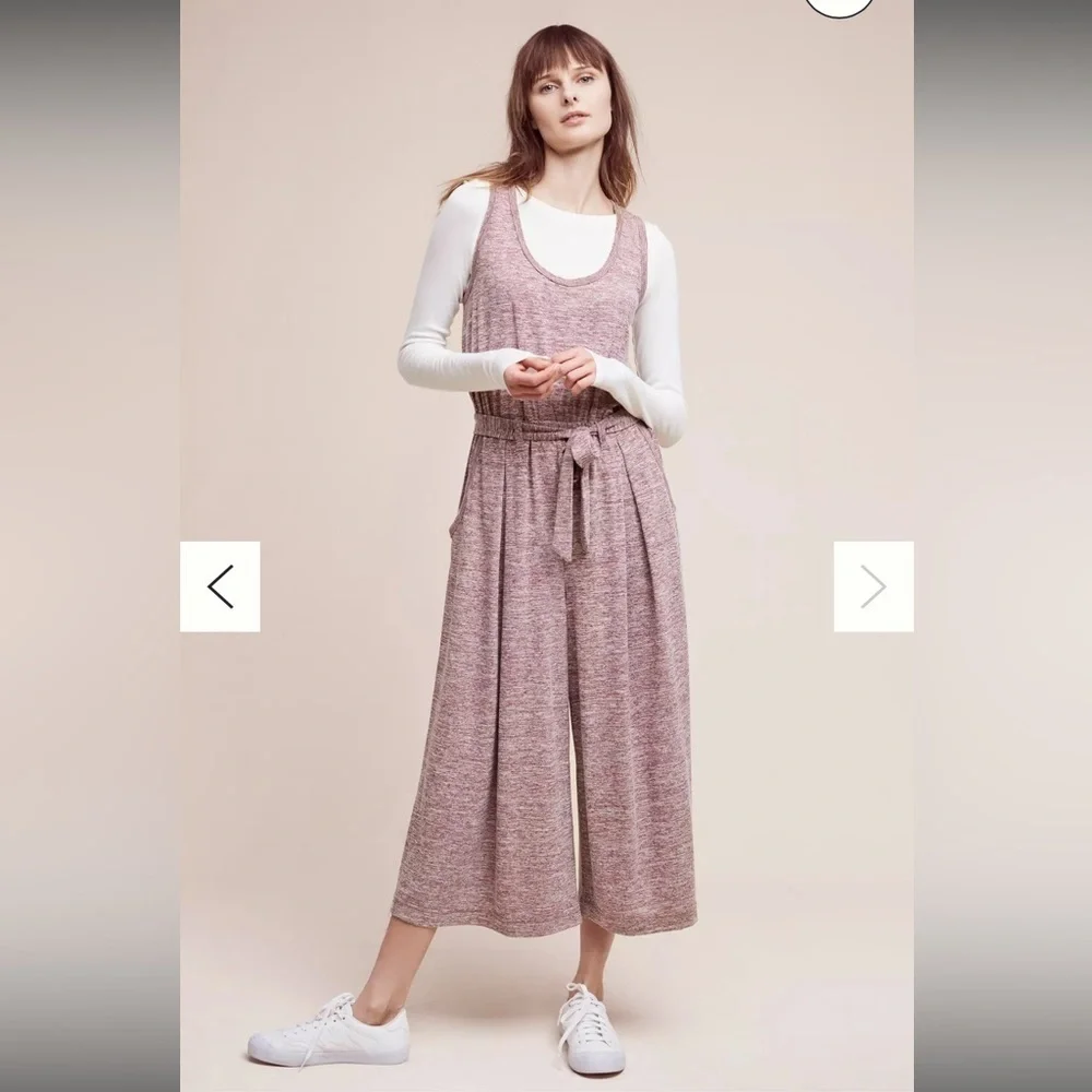 Anthropologie Saturday Sunday Saunter Wide Leg Jumpsuit in Maroon Red